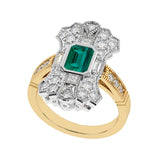 R-25205-EM-Y  Diamond & Emerald Vintage Ring