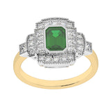 R-25212-EM-Y  Diamond & Emerald Vintage Ring