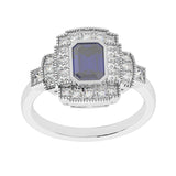 R-25212-SA-W  Diamond & Sapphire Vintage Ring