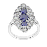 R-25213-SA-W  Diamond & Sapphire Vintage Ring