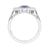 R-25213-SA-W  Diamond & Sapphire Vintage Ring