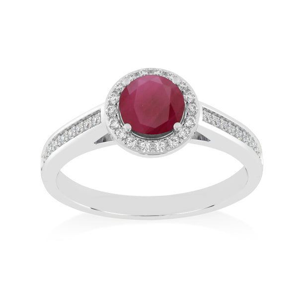 R-42346-RU-W  Diamond & Ruby Halo Ring