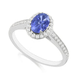 R-42347-TZ-W  Diamond & Tanzanite Halo Ring