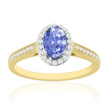 R-42347-TZ-Y  Diamond & Tanzanite Halo Ring