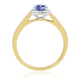 R-42347-TZ-Y  Diamond & Tanzanite Halo Ring