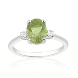 R-44663-PD-W  Diamond & Peridot Three Stone Ring