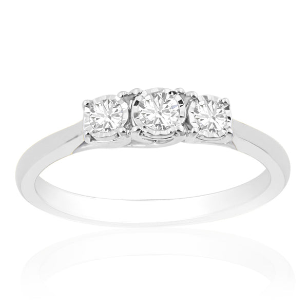 R-44856-AD-W   0.25ct Diamond Three Stone Ring