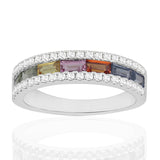 R-52504-CS-W  Diamond & Colour Sapphire Ring