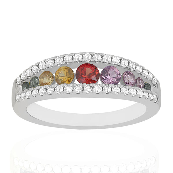 R-52508-CS-W  Diamond & Colour Sapphire Ring