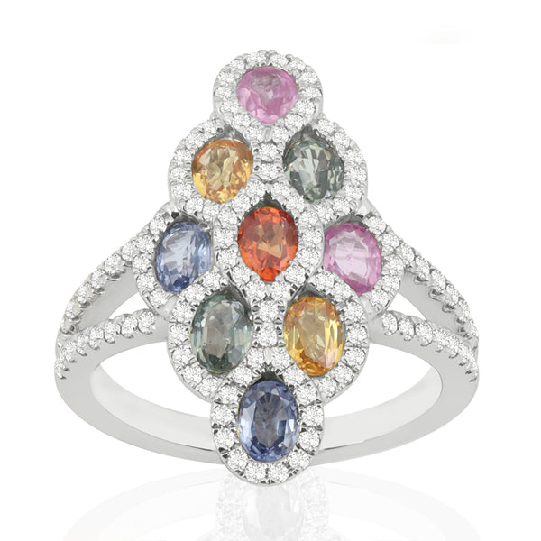 R-52510-CS-W  Diamond & Colour Sapphire Ring