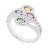 R-52511-CS-W  Diamond & Colour Sapphire Ring