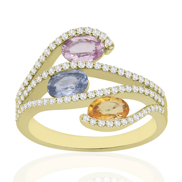 R-52512-CS-Y  Diamond & Colour Sapphire Ring