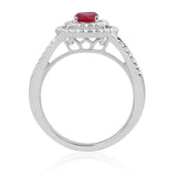 R-65432-RU-W  Diamond & Ruby Double Halo Cluster Ring