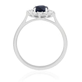 R-75033-SA-W  Diamond & Sapphire Cluster Ring