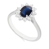 R-75033-SA-W  Diamond & Sapphire Cluster Ring