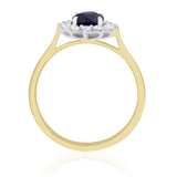 R-75033-SA-Y  Diamond & Sapphire Cluster Ring