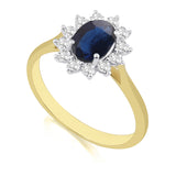 R-75033-SA-Y  Diamond & Sapphire Cluster Ring