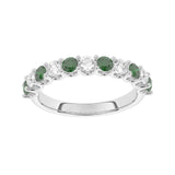 R-81220-EM-W  Lab Diamond & Emerald Eleven Stone Ring (EGL Report Included)