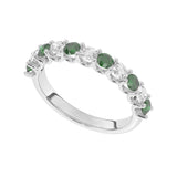 R-81220-EM-W  Lab Diamond & Emerald Eleven Stone Ring (EGL Report Included)