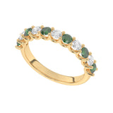 R-81220-EM-Y  Lab Diamond & Emerald Eleven Stone Ring (EGL Report Included)