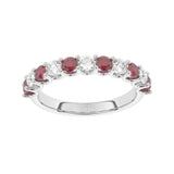 R-81220-RU-W  Lab Diamond & Ruby Eleven Stone Ring (EGL Report Included)