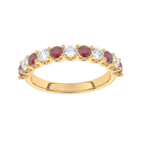 R-81220-RU-Y  Lab Diamond & Ruby Eleven Stone Ring (EGL Report Included)