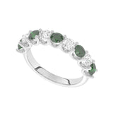 R-81240-EM-W  Lab Diamond & Emerald Nine Stone Ring (EGL Report Included)