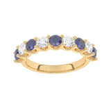 R-81240-SA-Y  Lab Diamond & Sapphire Nine Stone Ring (EGL Report Included)