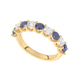 R-81240-SA-Y  Lab Diamond & Sapphire Nine Stone Ring (EGL Report Included)