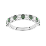 R-81320-EM-W  Lab Diamond & Emerald Thirteen Stone Ring (EGL Report Included)