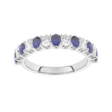 R-81320-SA-W  Lab Diamond & Sapphire Thirteen Stone Ring (EGL Report Included)