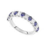 R-81320-SA-W  Lab Diamond & Sapphire Thirteen Stone Ring (EGL Report Included)