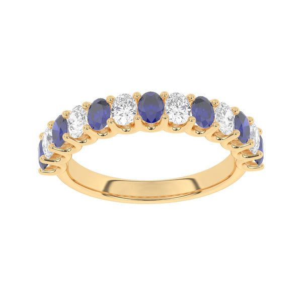 R-81320-SA-Y  Lab Diamond & Sapphire Thirteen Stone Ring (EGL Report Included)