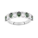 R-81340-EM-W  Lab Diamond & Emerald Nine Stone Ring (EGL Report Included)