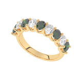 R-81340-EM-Y  Lab Diamond & Emerald Nine Stone Ring (EGL Report Included)