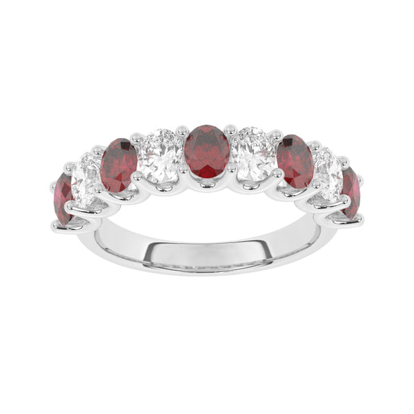 R-81340-RU-W  Lab Diamond & Ruby Nine Stone Ring (EGL Report Included)