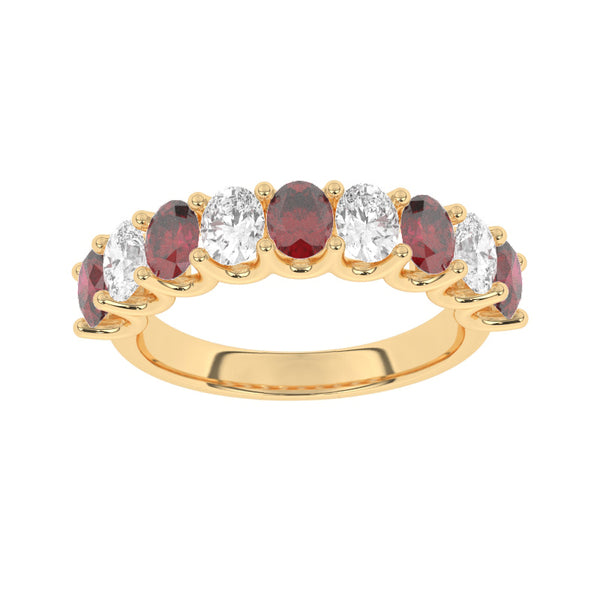 R-81340-RU-Y  Lab Diamond & Ruby Nine Stone Ring (EGL Report Included)