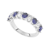 R-81340-SA-W  Lab Diamond & Sapphire Nine Stone Ring (EGL Report Included)