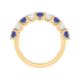 R-81340-SA-Y  Lab Diamond & Sapphire Nine Stone Ring (EGL Report Included)