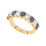 R-81340-SA-Y  Lab Diamond & Sapphire Nine Stone Ring (EGL Report Included)