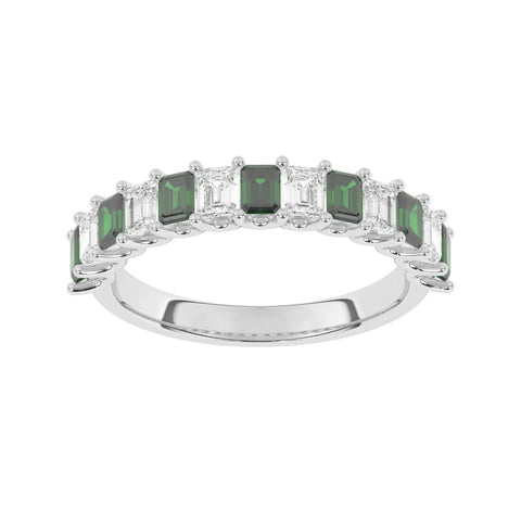 R-81420-EM-W  Lab Diamond & Emerald Thirteen Stone Ring (EGL Report Included)