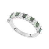 R-81420-EM-W  Lab Diamond & Emerald Thirteen Stone Ring (EGL Report Included)