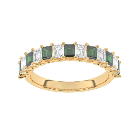 R-81420-EM-Y  Lab Diamond & Emerald Thirteen Stone Ring (EGL Report Included)