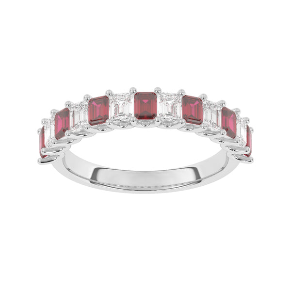 R-81420-RU-W  Lab Diamond & Ruby Thirteen Stone Ring (EGL Report Included)