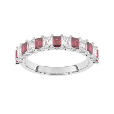 R-81420-RU-W  Lab Diamond & Ruby Thirteen Stone Ring (EGL Report Included)