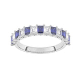 R-81420-SA-W  Lab Diamond & Sapphire Thirteen Stone Ring (EGL Report Included)