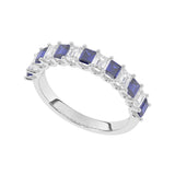 R-81420-SA-W  Lab Diamond & Sapphire Thirteen Stone Ring (EGL Report Included)