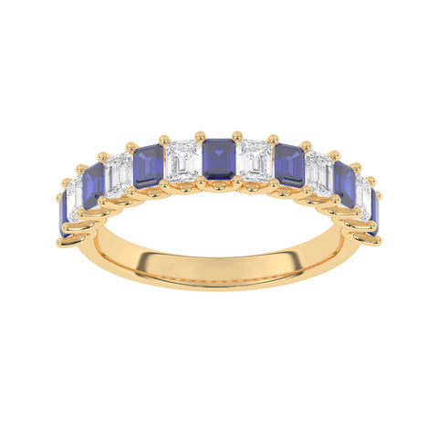 R-81420-SA-Y  Lab Diamond & Sapphire Thirteen Stone Ring (EGL Report Included)