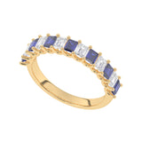 R-81420-SA-Y  Lab Diamond & Sapphire Thirteen Stone Ring (EGL Report Included)