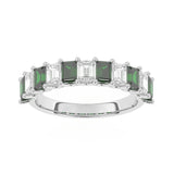 R-81440-EM-W  Lab Diamond & Emerald Eleven Stone Ring (EGL Report Included)